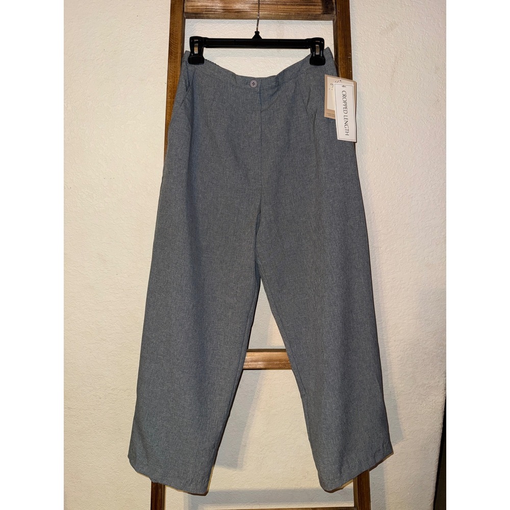 Kathie Lee Collection Heather Grey Cropped Dress Pants Elastic Waist Size 12 NWT